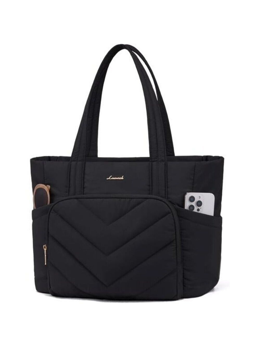 Womens Quilted Puffer Tote Bag Large Work Travel Nurse Bag with Zipper Pockets